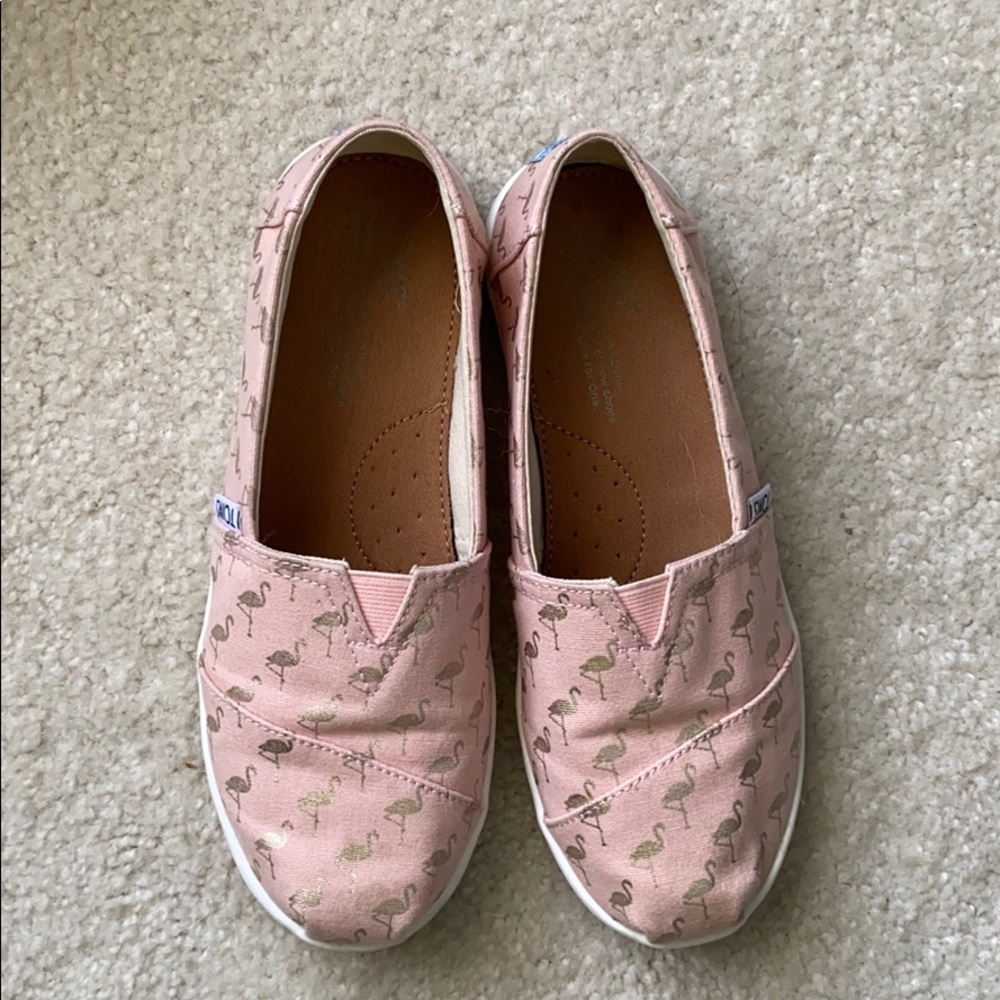 Pink with gold flamingos Toms Alpargata